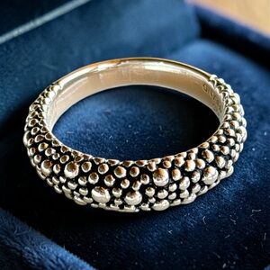 Michael Dawkins 925 Sterling Silver Caviar Beaded Ring Sz 6